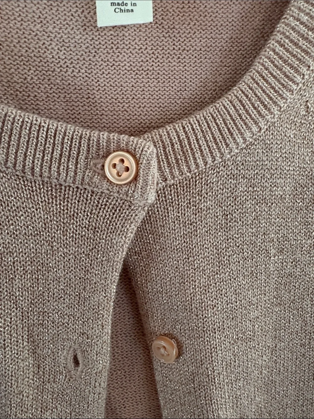 Crewcuts J Crew rose gold metallic long sleeve cardigan Size Large